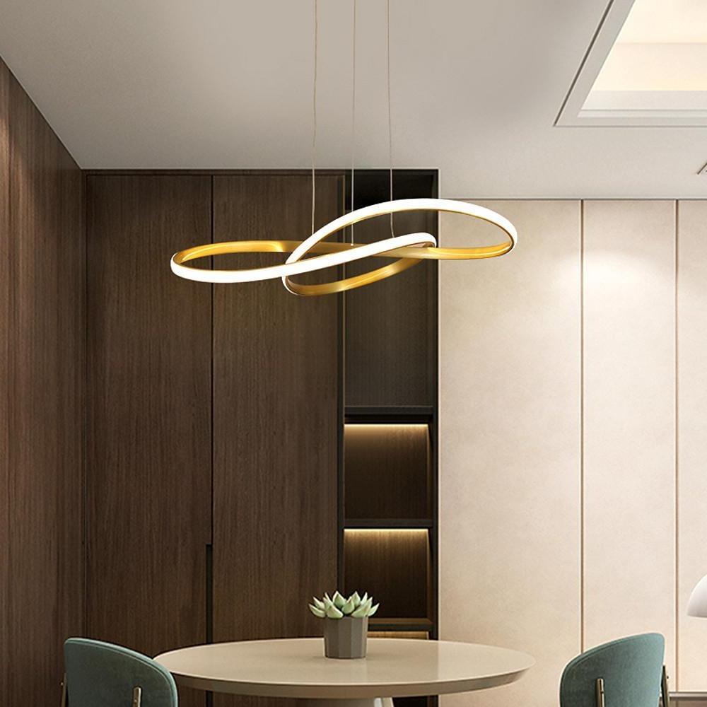 Interweaved Wave LED Gold Modern Island Pendant Light