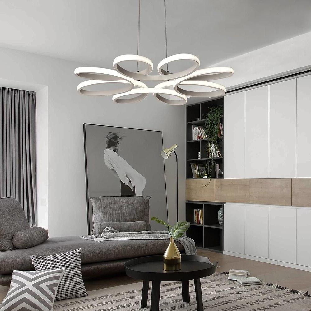 Flower curved synthetic chandeliers for bedroom or living room — Cool White (6000K)