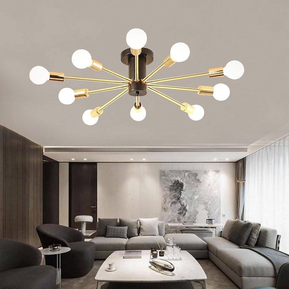 Industrial Sputnik Chandelier Geometric Gold Chandelier for Living Room-Lighom