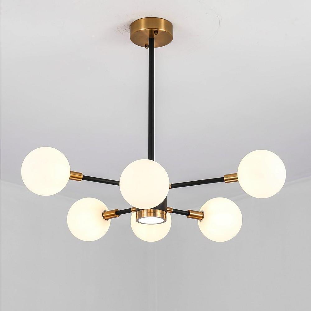 6-light LED Glass Metal Modern Chandeliers Kitchen Island Lighting-Lighom