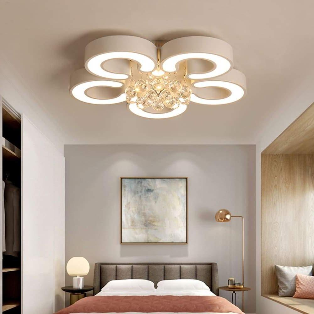 White synthetic flower flush mount lighting - modern — Warm White (3000K) / 3-Light