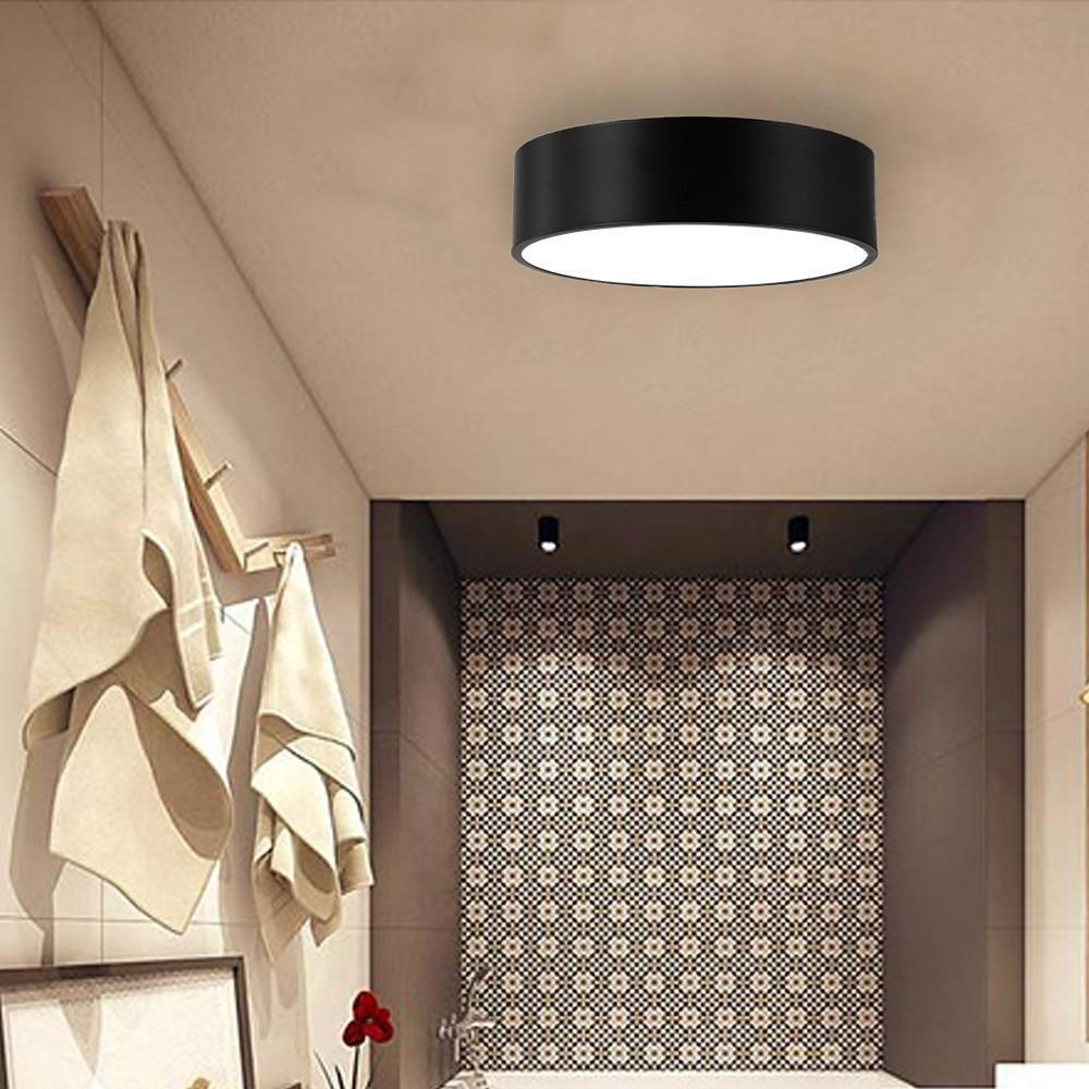 Thick Cylindrical Black Modern LED Flush Mount