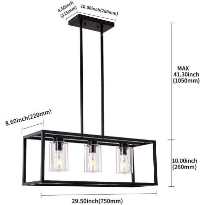 Box Lanterns Rectangular Chandelier Industrial Foyer Chandelier Dining Room Chandelier-Lighom
