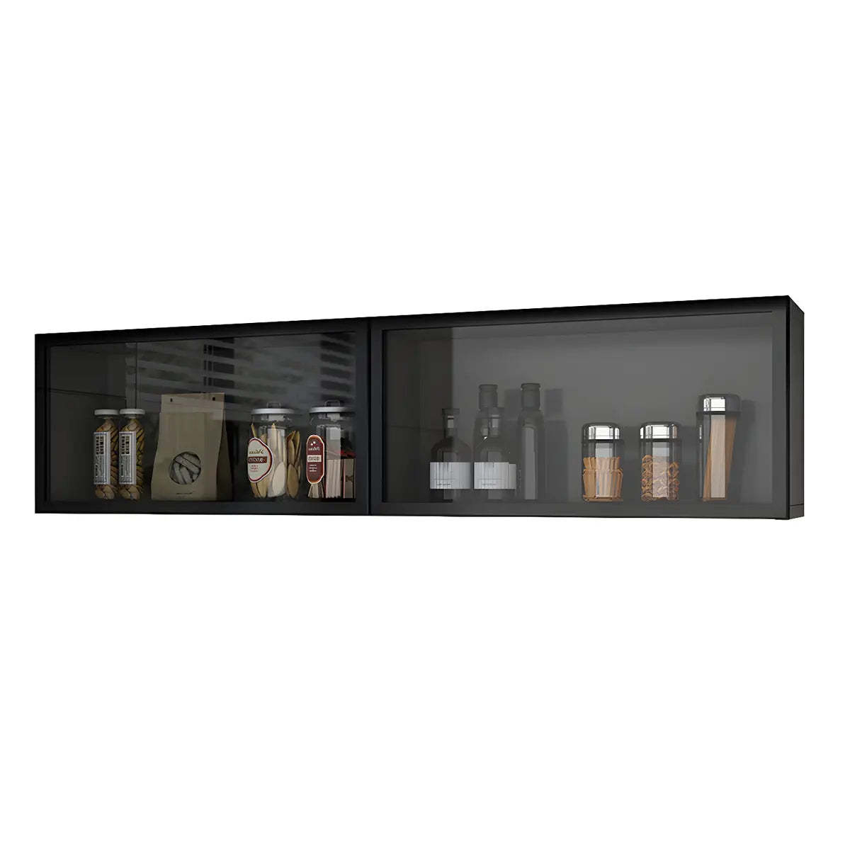 Wall-Mounted Kitchen Glass China Cabinet — White / Led Lights Included