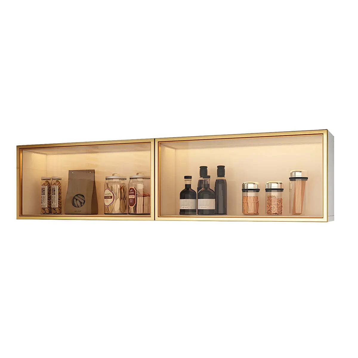 Wall-Mounted Kitchen Glass China Cabinet — White / Led Lights Not Included