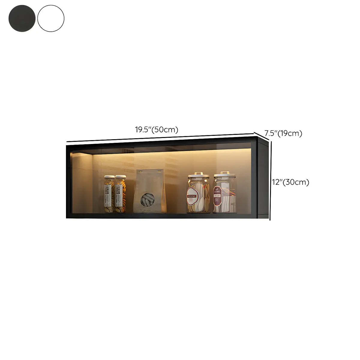 Wall-Mounted Kitchen Glass China Cabinet — Grey / Led Lights Not Included