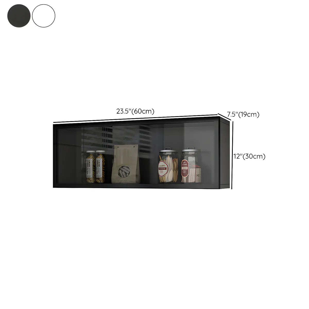 Wall-Mounted Kitchen Glass China Cabinet — White / Led Lights Included