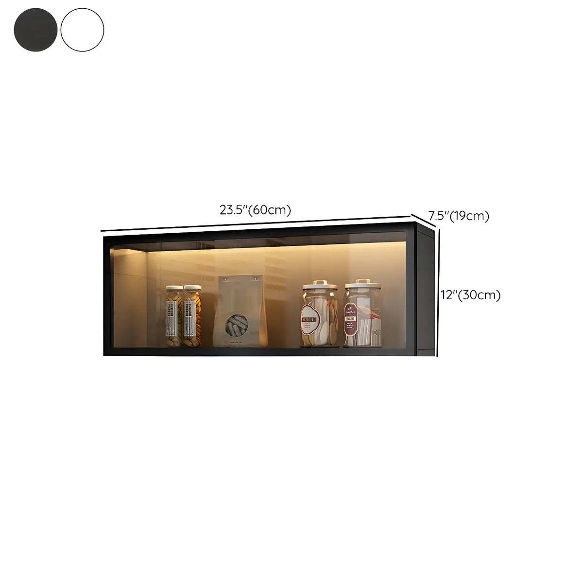 Wall-Mounted Kitchen Glass China Cabinet — White / Led Lights Not Included