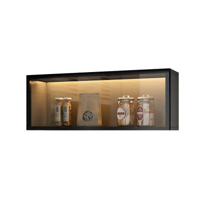 Wall-Mounted Kitchen Glass China Cabinet — Grey / Led Lights Not Included