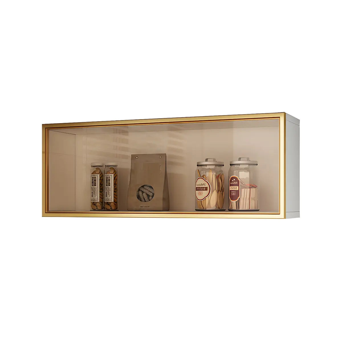 Wall-Mounted Kitchen Glass China Cabinet — Grey / Led Lights Included