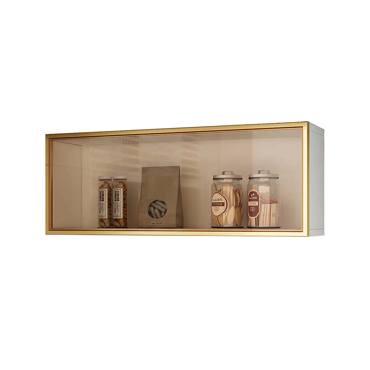Wall-Mounted Kitchen Glass China Cabinet — Grey / Led Lights Included