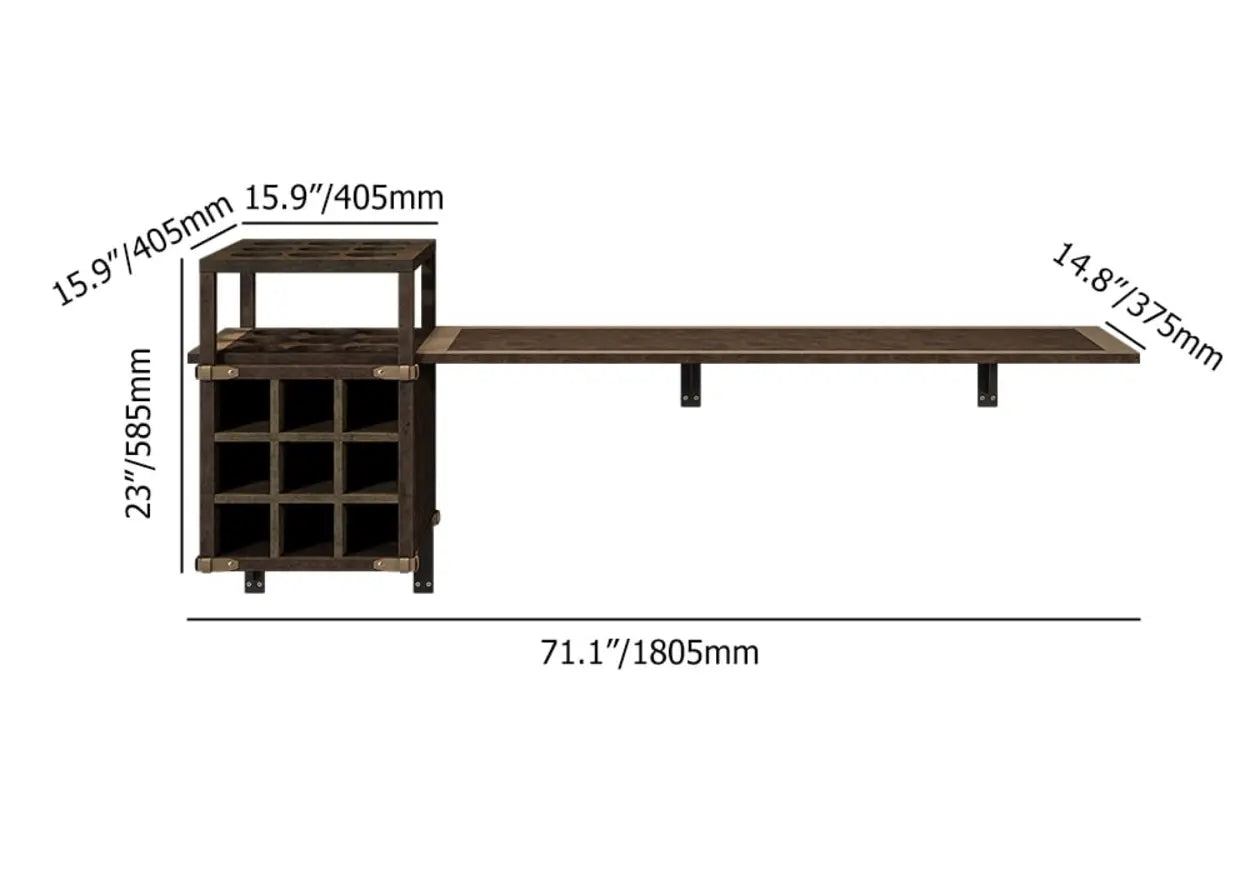 Wall-Mounted Bar Table with Wine Shelves