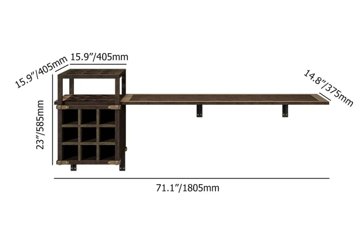 Wall-Mounted Bar Table with Wine Shelves