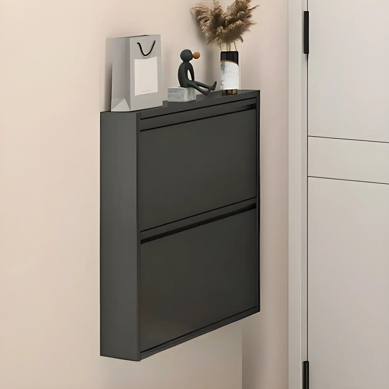 Wall-Mount Drop-Front Shoe Cabinet