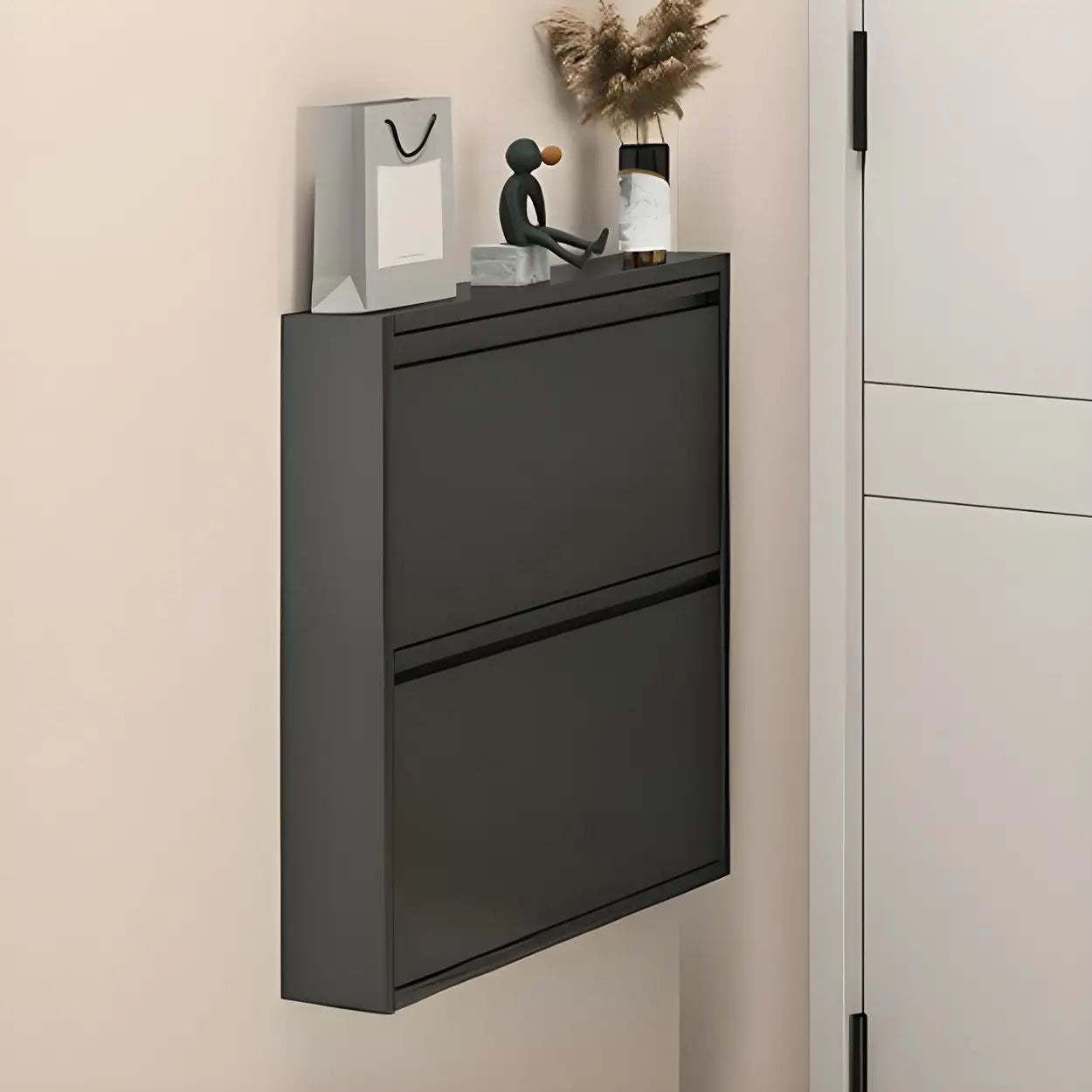 Wall-Mount Drop-Front Shoe Cabinet