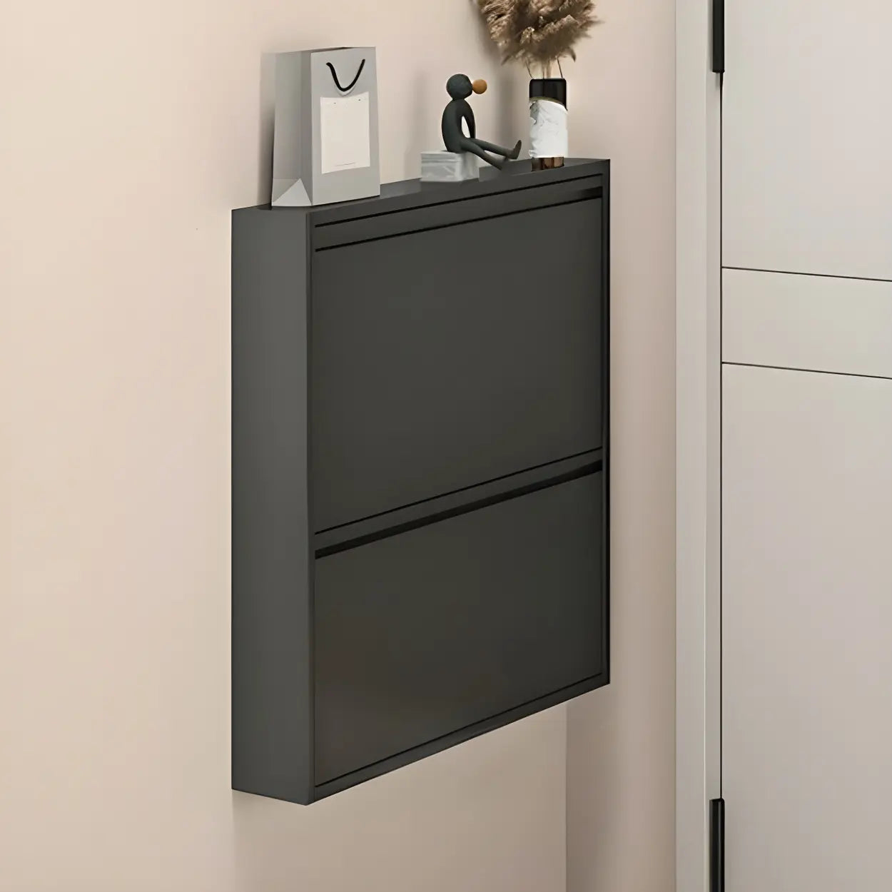 Wall-Mount Drop-Front Shoe Cabinet