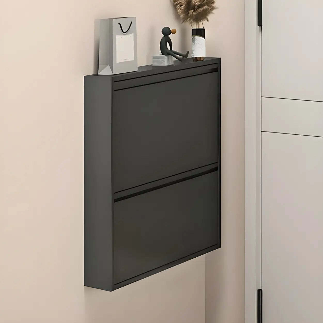 Wall-Mount Drop-Front Shoe Cabinet