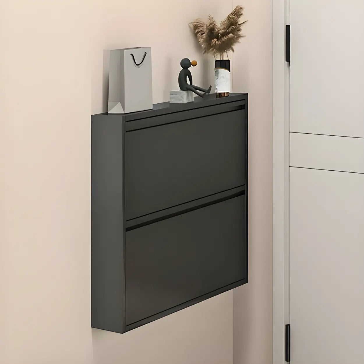 Wall-Mount Drop-Front Shoe Cabinet