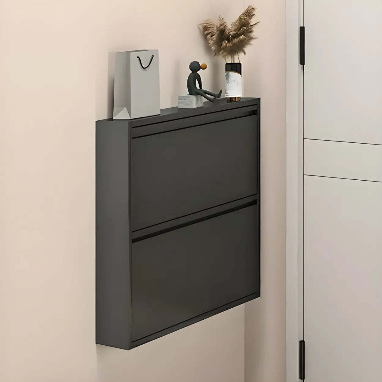 Wall-Mount Drop-Front Shoe Cabinet