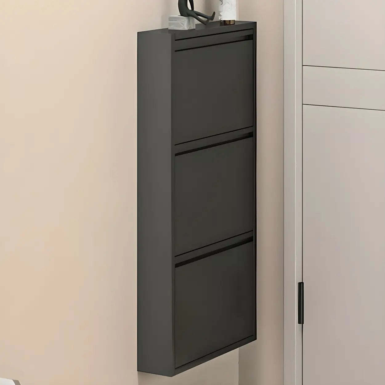 Wall-Mount Drop-Front Shoe Cabinet