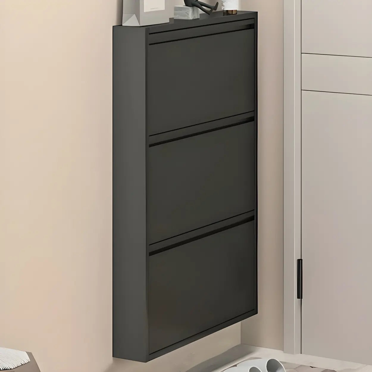Wall-Mount Drop-Front Shoe Cabinet