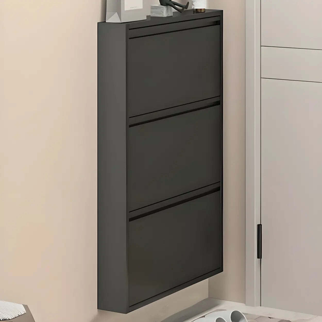 Wall-Mount Drop-Front Shoe Cabinet