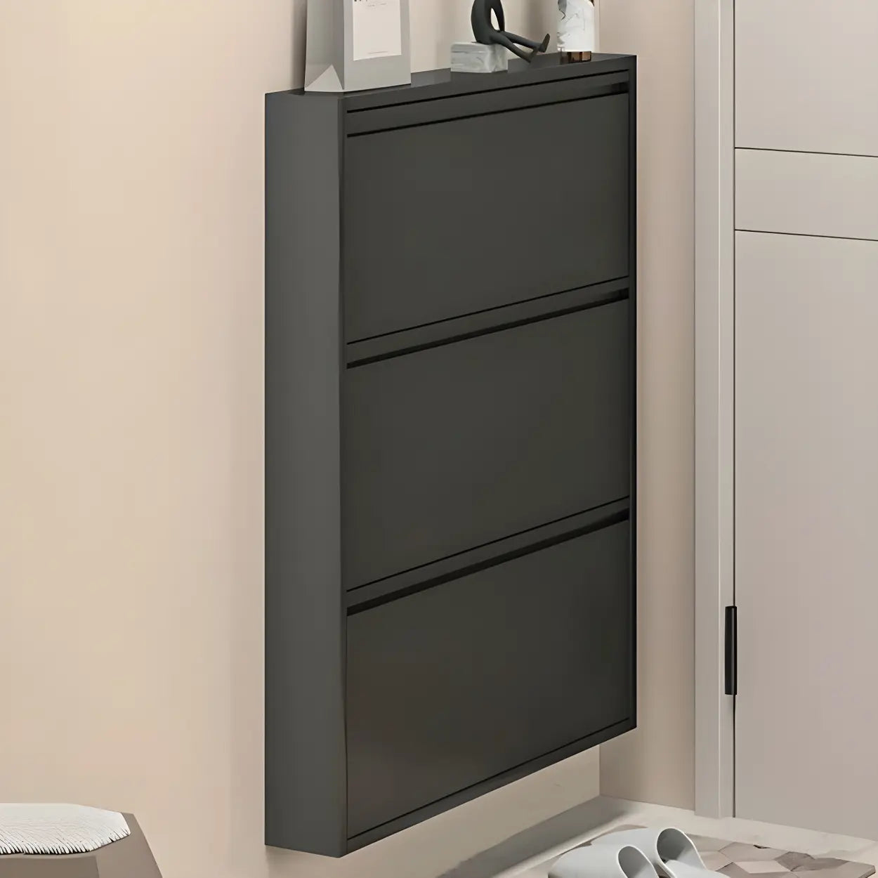 Wall-Mount Drop-Front Shoe Cabinet