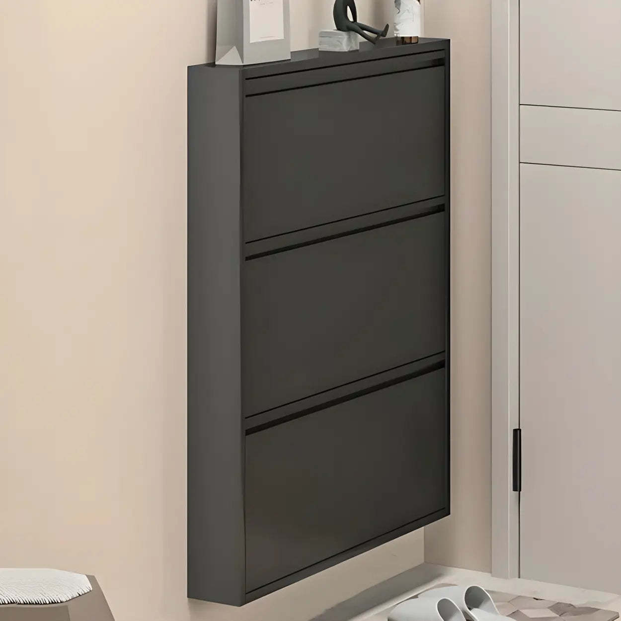 Wall-Mount Drop-Front Shoe Cabinet