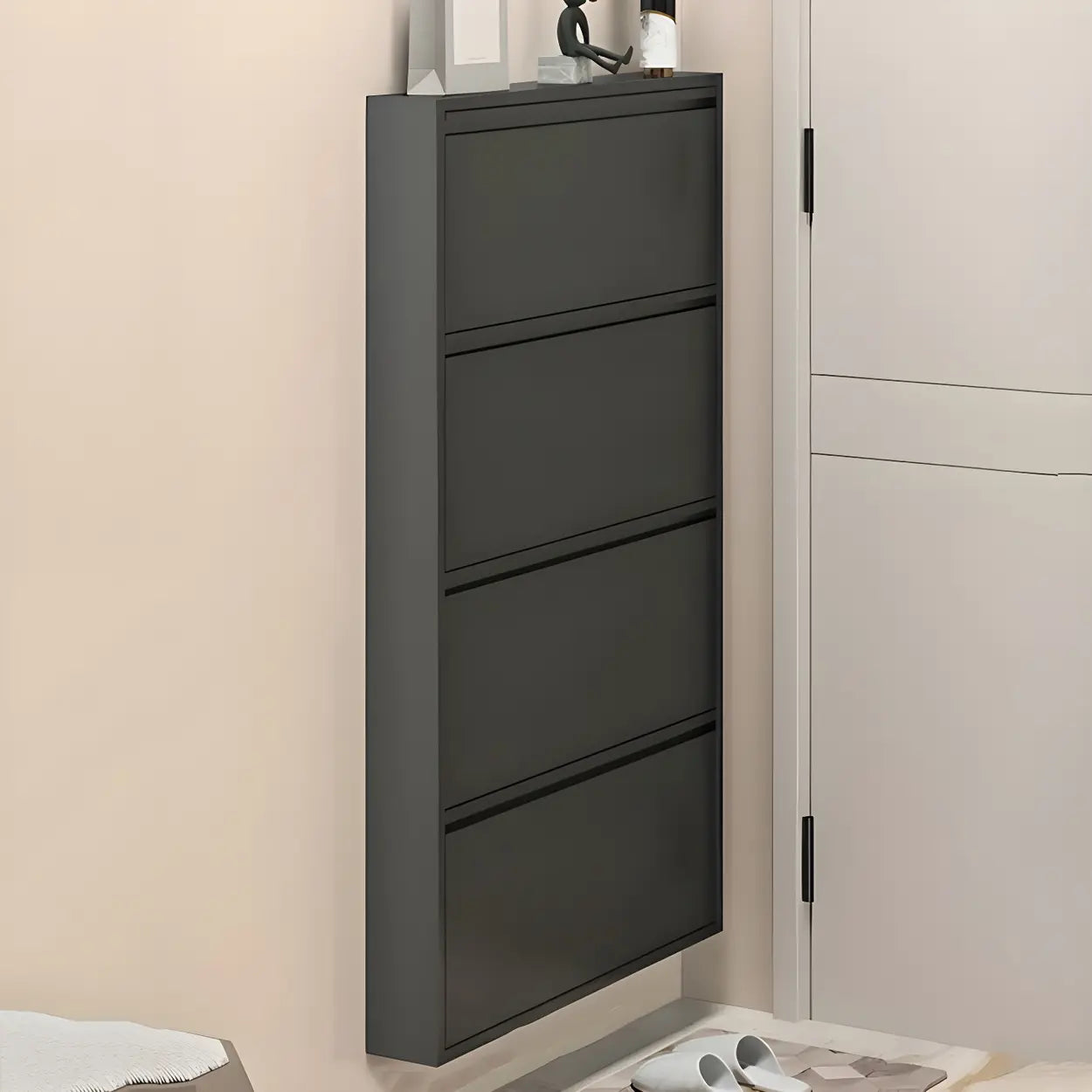 Wall-Mount Drop-Front Shoe Cabinet