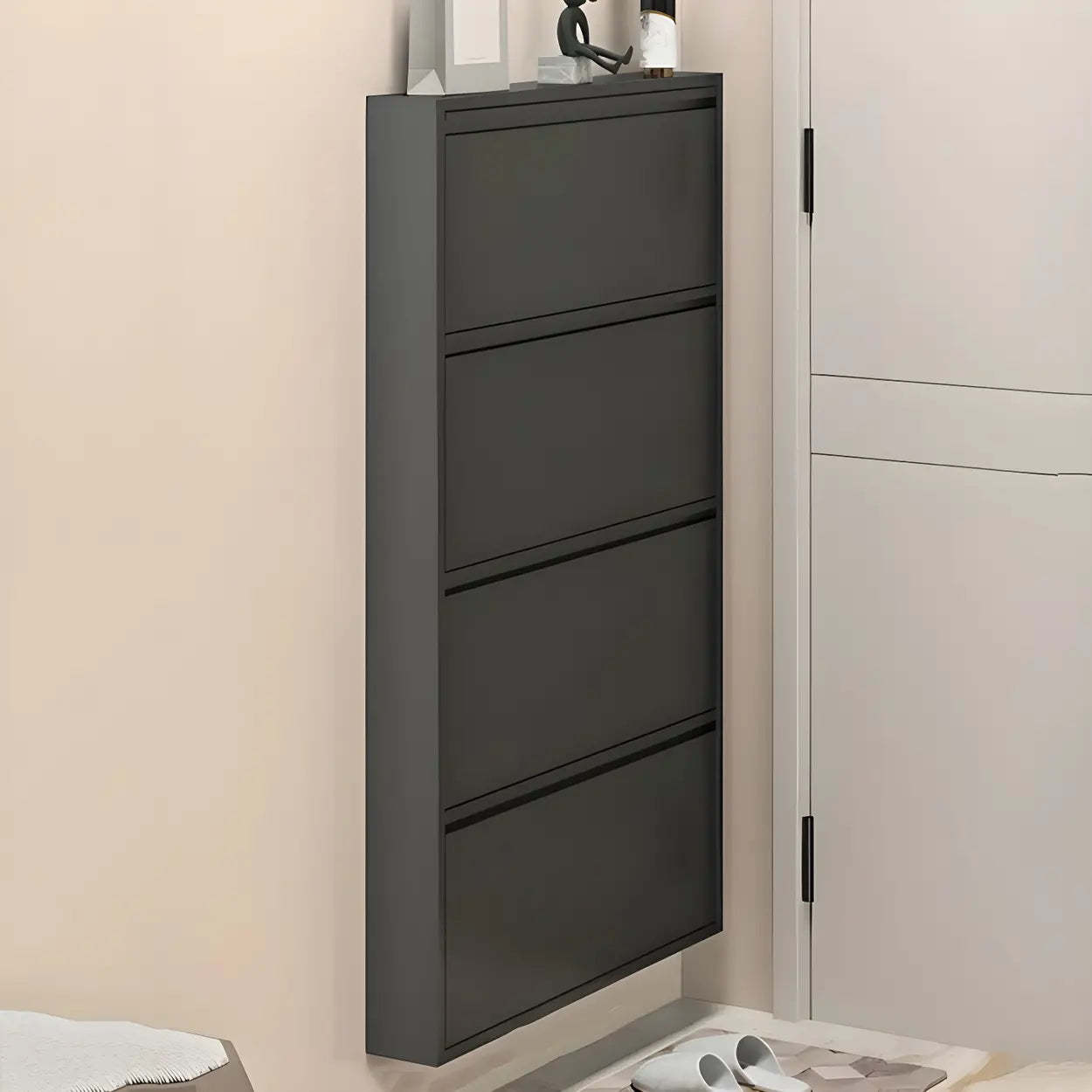 Wall-Mount Drop-Front Shoe Cabinet