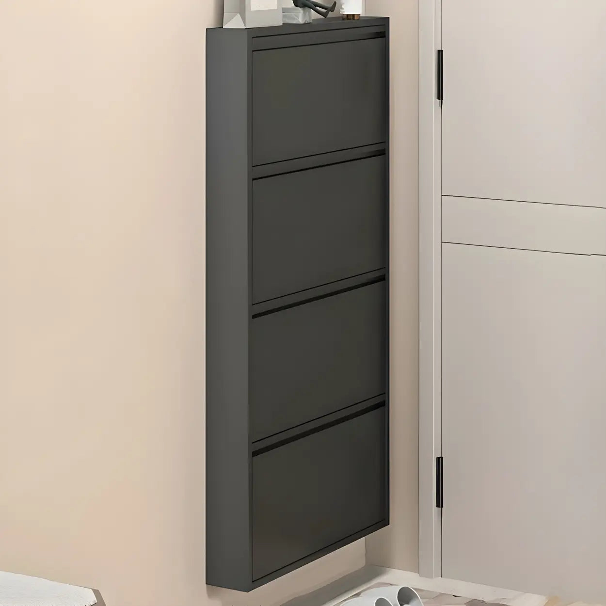 Wall-Mount Drop-Front Shoe Cabinet