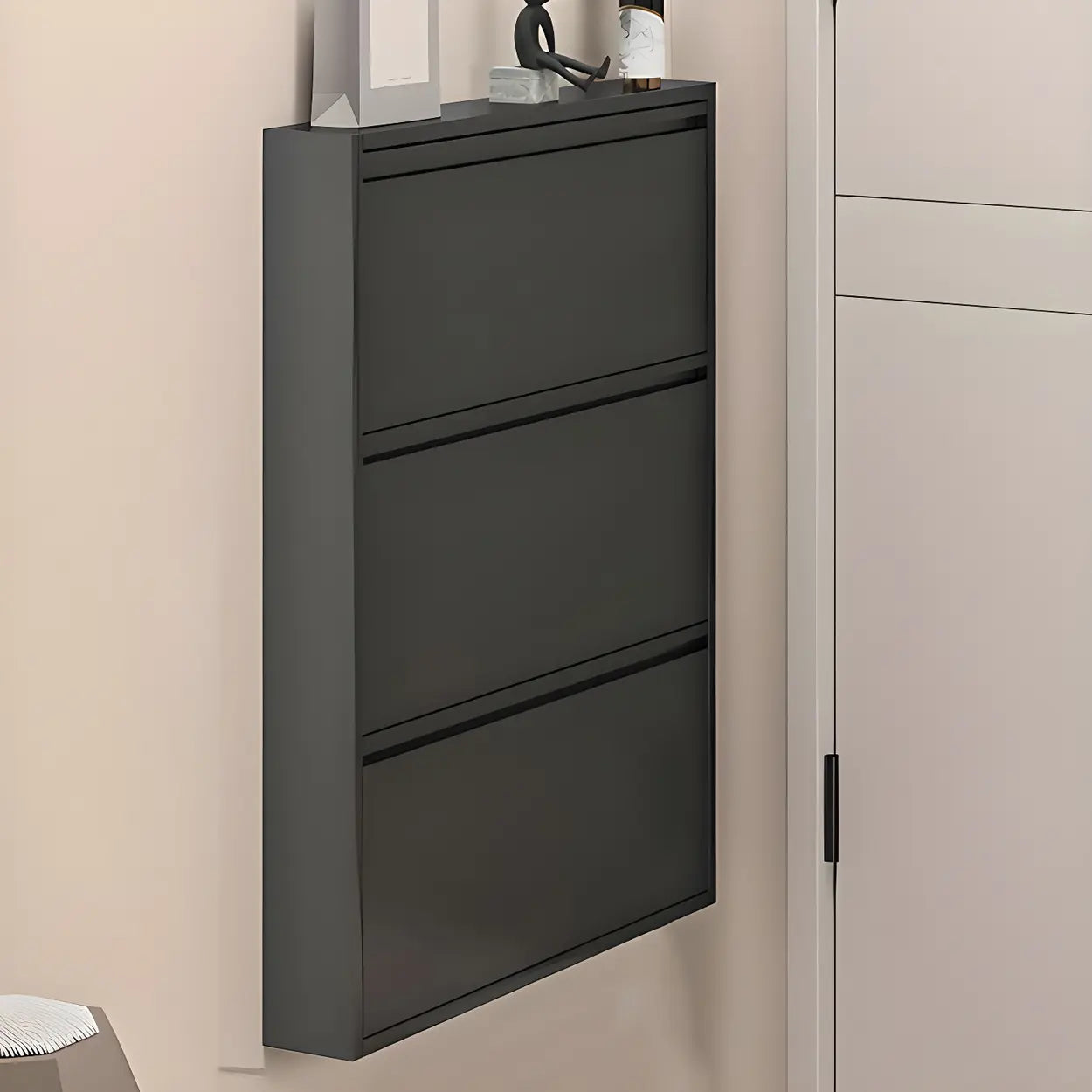 Wall-Mount Drop-Front Shoe Cabinet