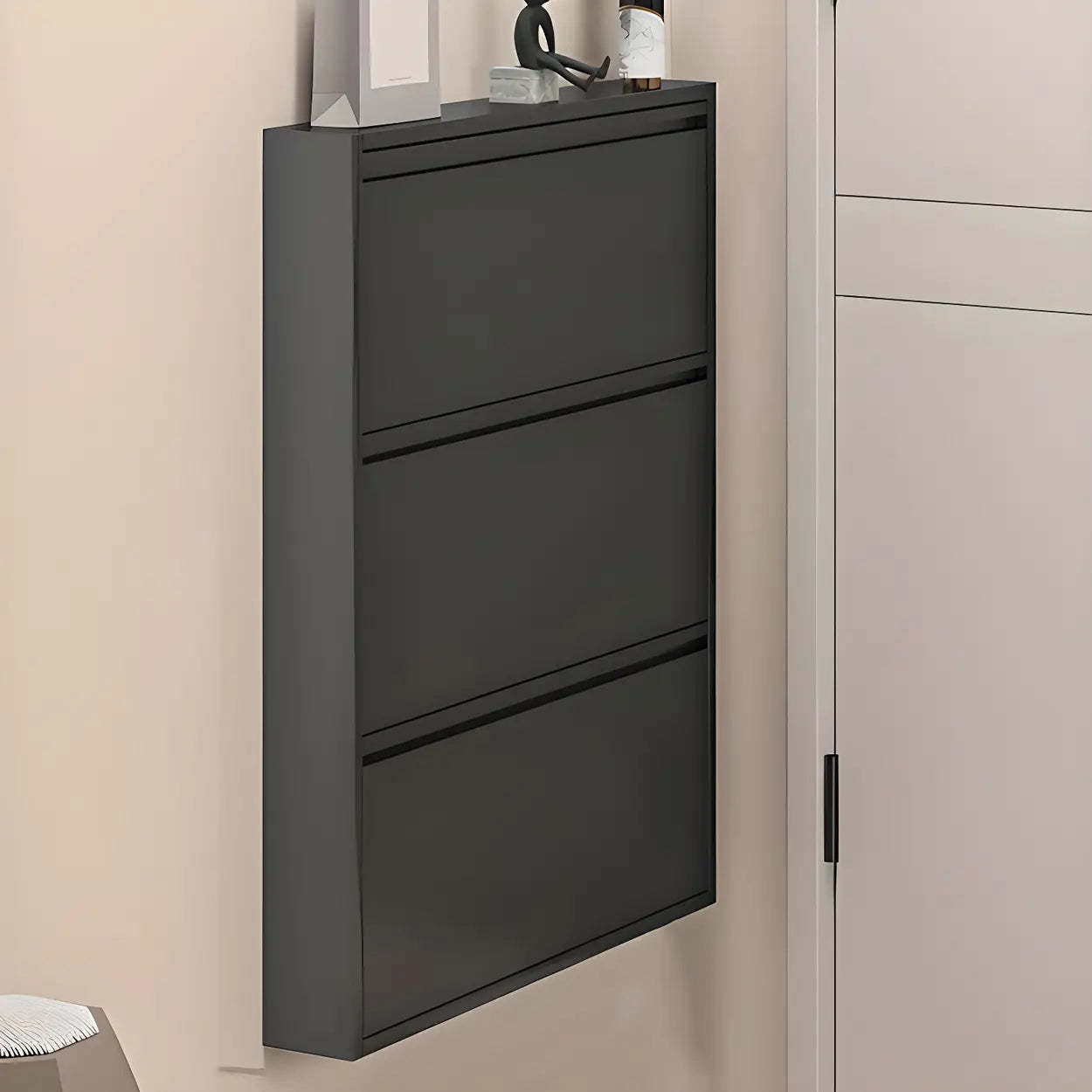 Wall-Mount Drop-Front Shoe Cabinet