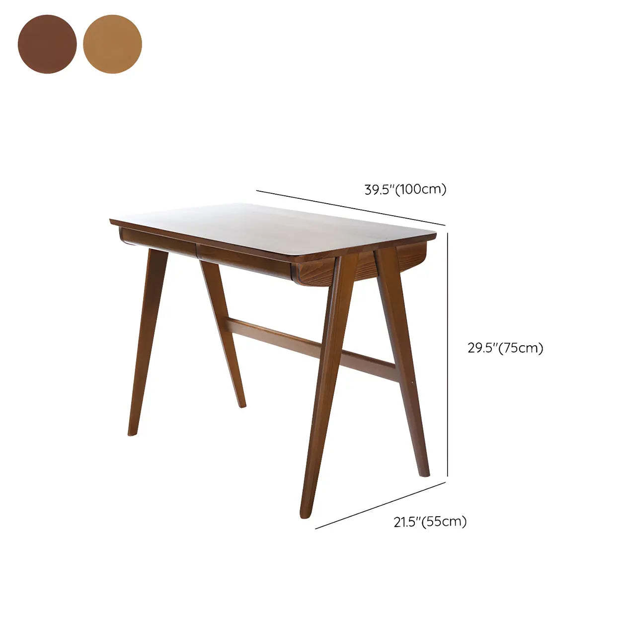 Walnut Beech Wood Drawer Writing Desk