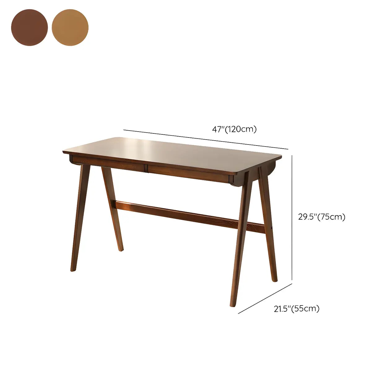 Walnut Beech Wood Drawer Writing Desk