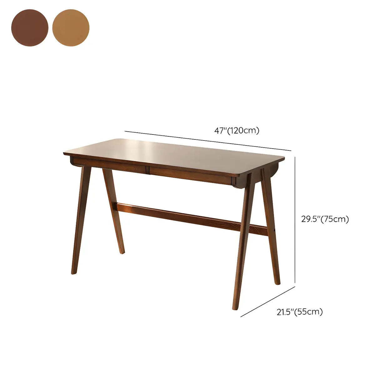 Walnut Beech Wood Drawer Writing Desk