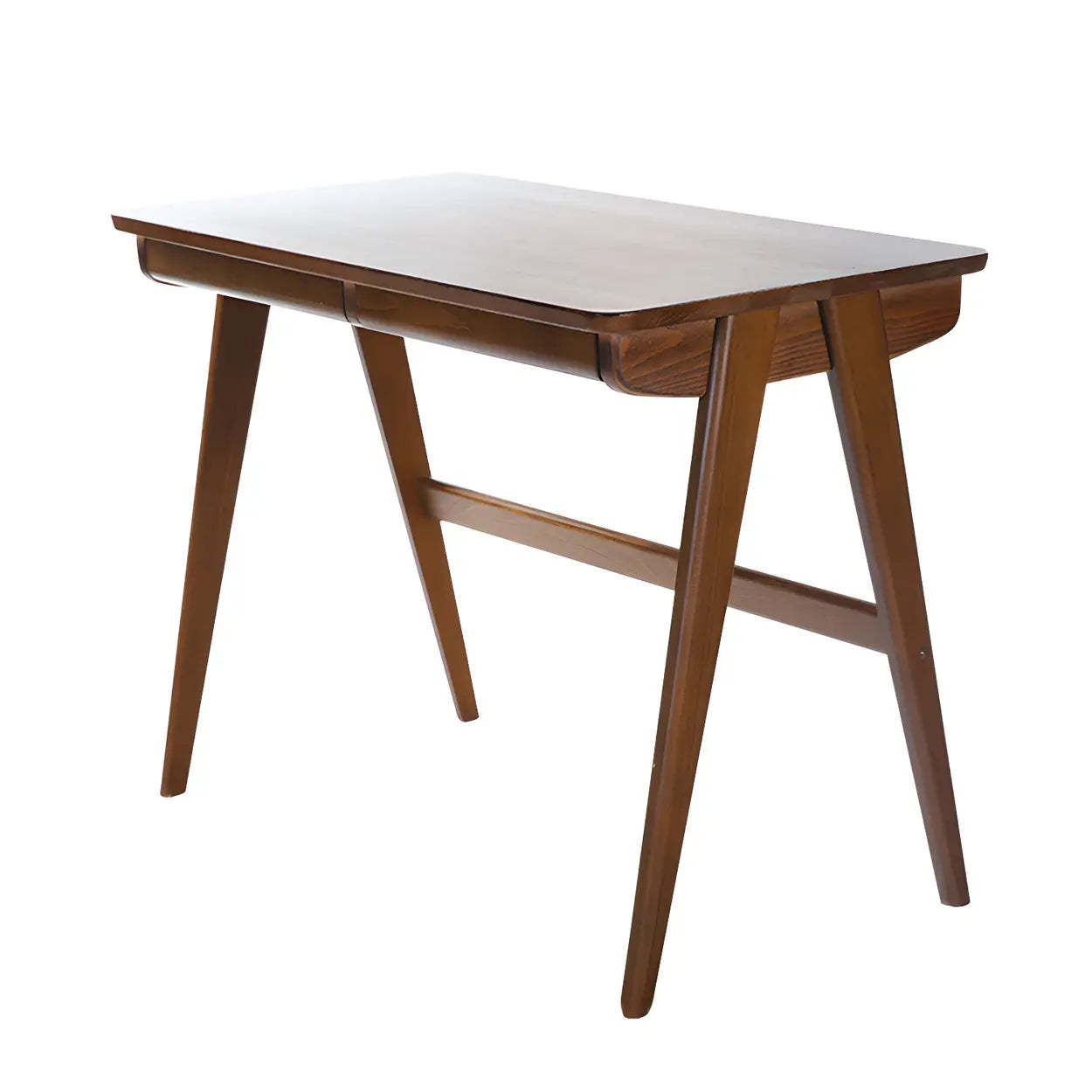 Walnut Beech Wood Drawer Writing Desk — Walnut / Table Only