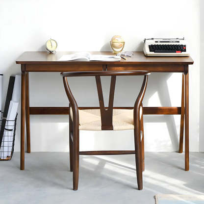 Walnut Beech Wood Drawer Writing Desk — Walnut / Table Only