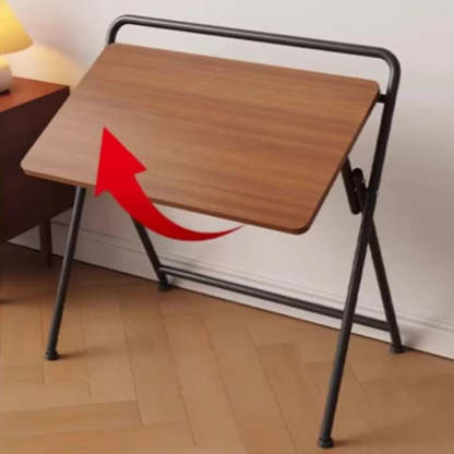 Walnut-Black Foldable Wood Small Desk — Natural/ White / Table Only