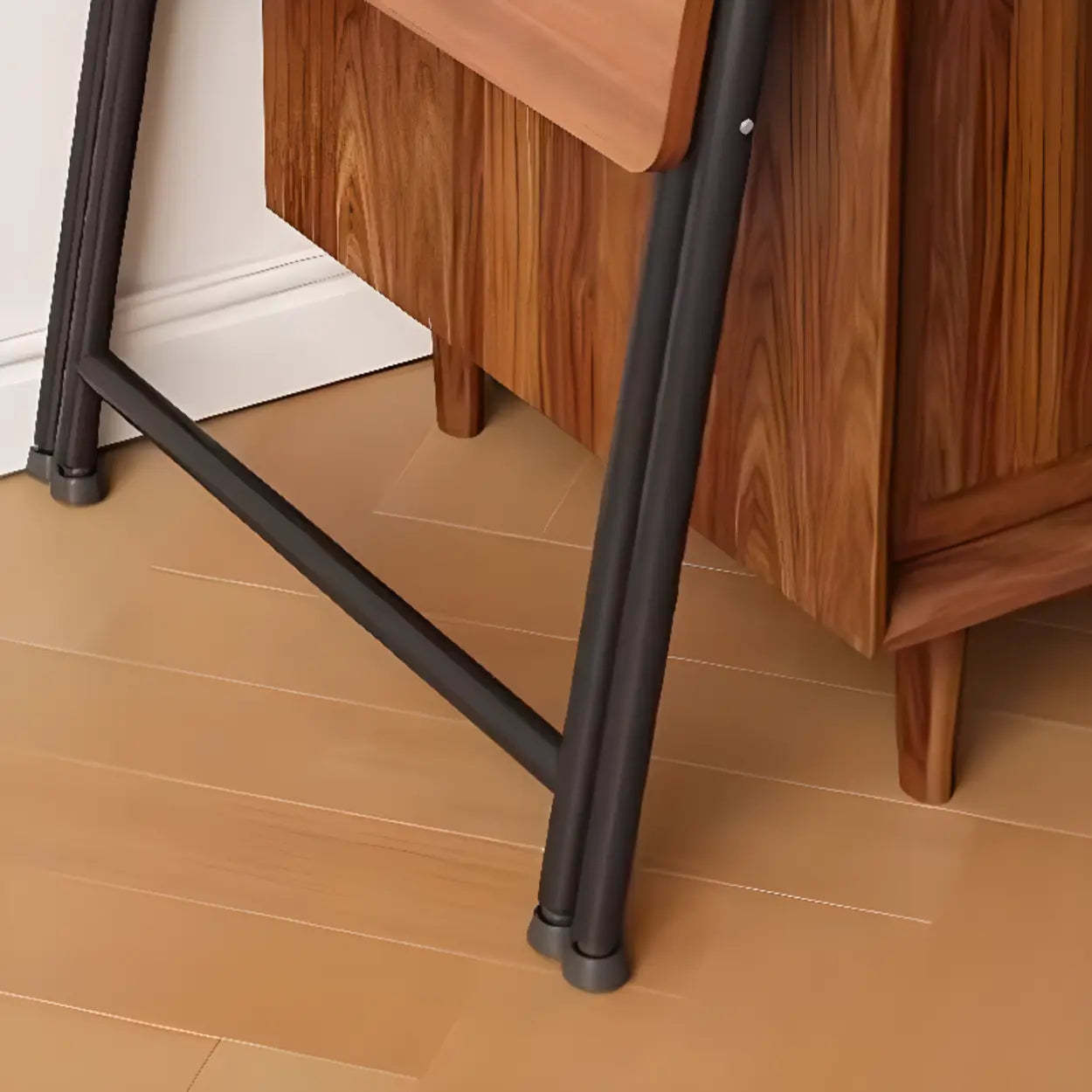 Walnut-Black Foldable Wood Small Desk — Natural/ White / Table Only