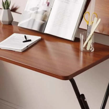 Walnut-Black Foldable Wood Small Desk