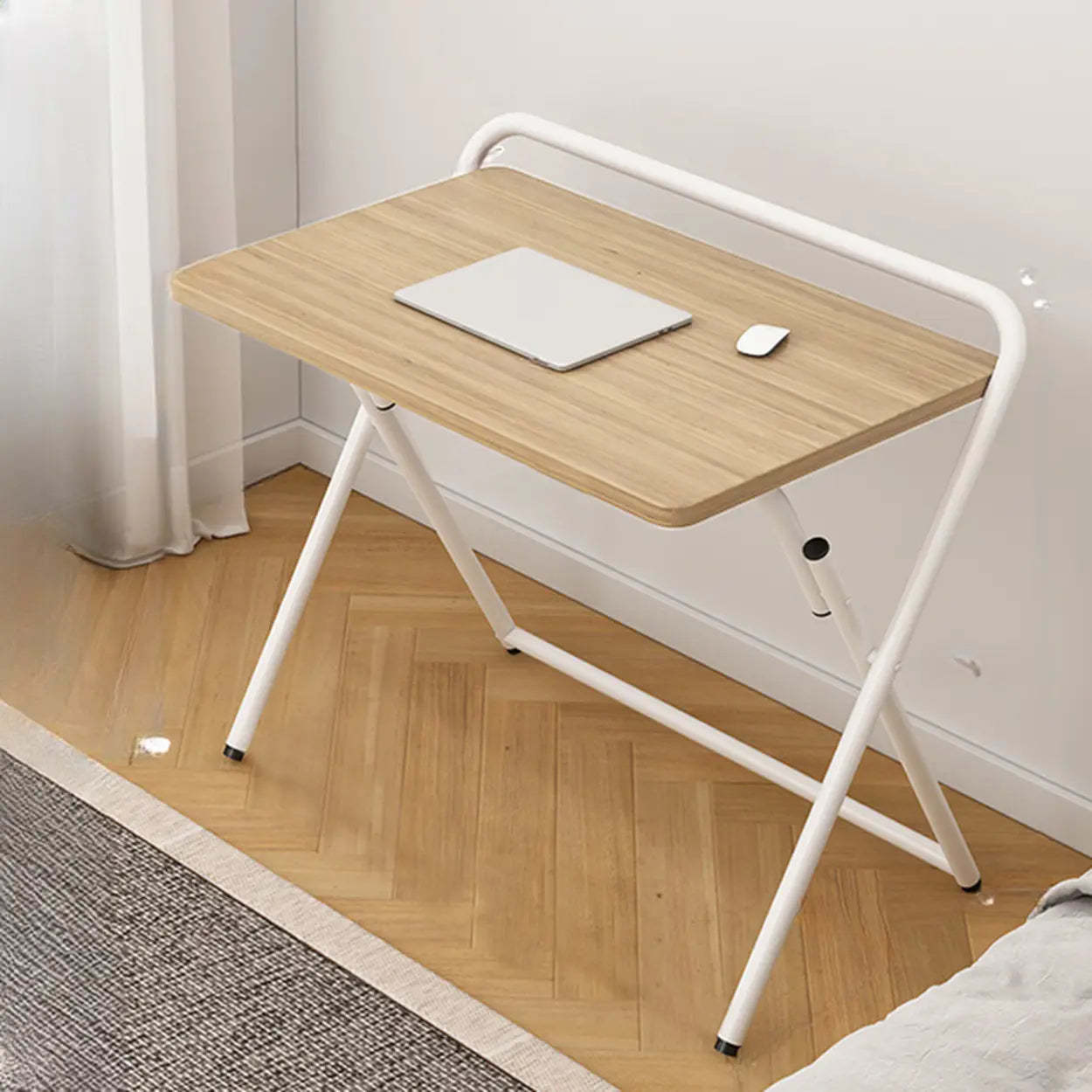 Walnut-Black Foldable Wood Small Desk