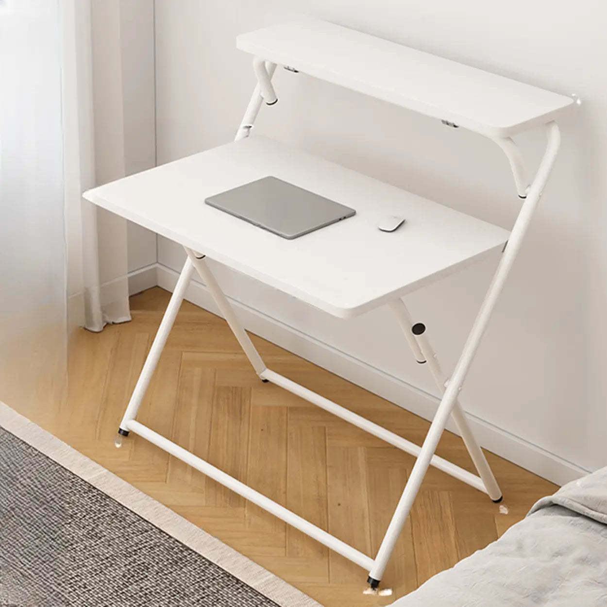Modern small desk desks in wood — 31" L x 19" W x 37" H / White / White