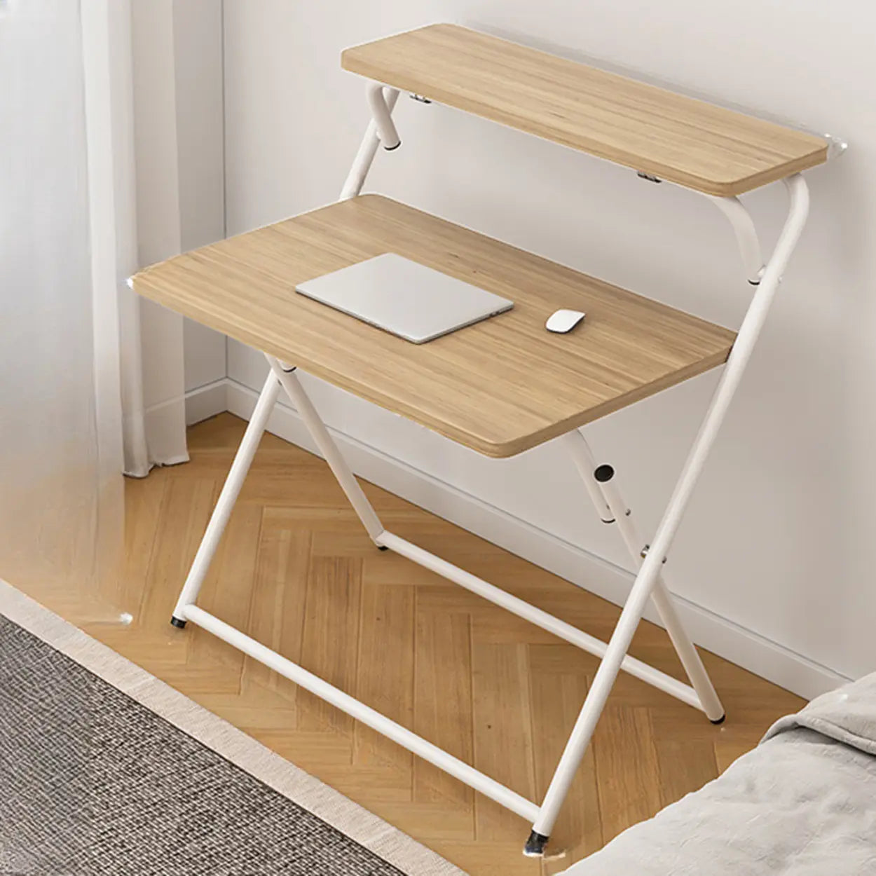 Walnut-Black Foldable Wood Small Desk
