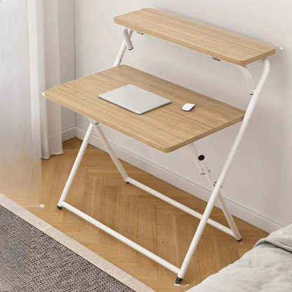 Walnut-Black Foldable Wood Small Desk