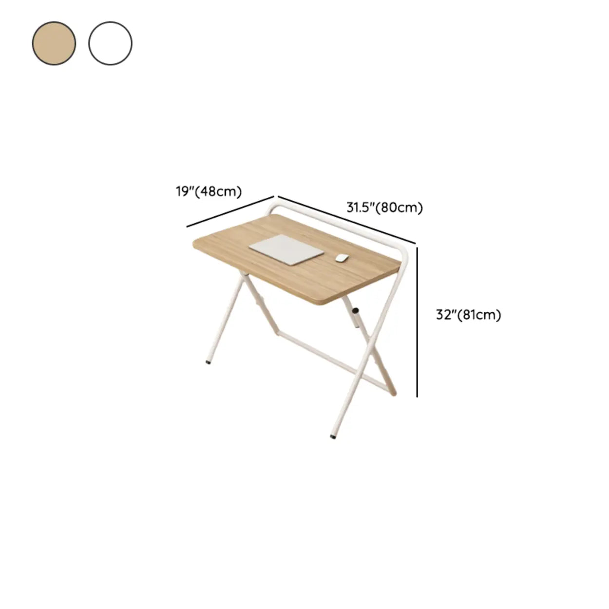 Walnut-Black Foldable Wood Small Desk