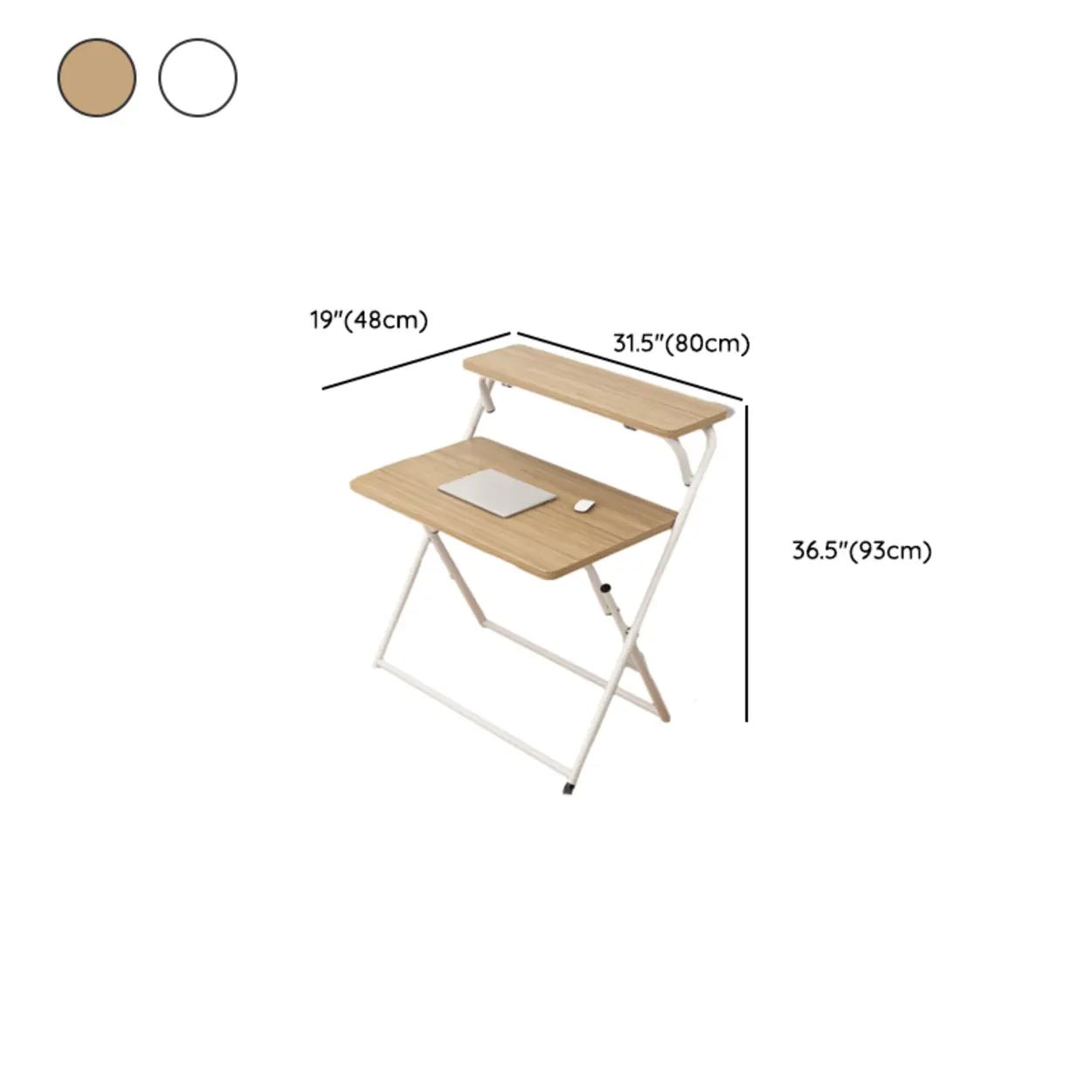 Walnut-Black Foldable Wood Small Desk