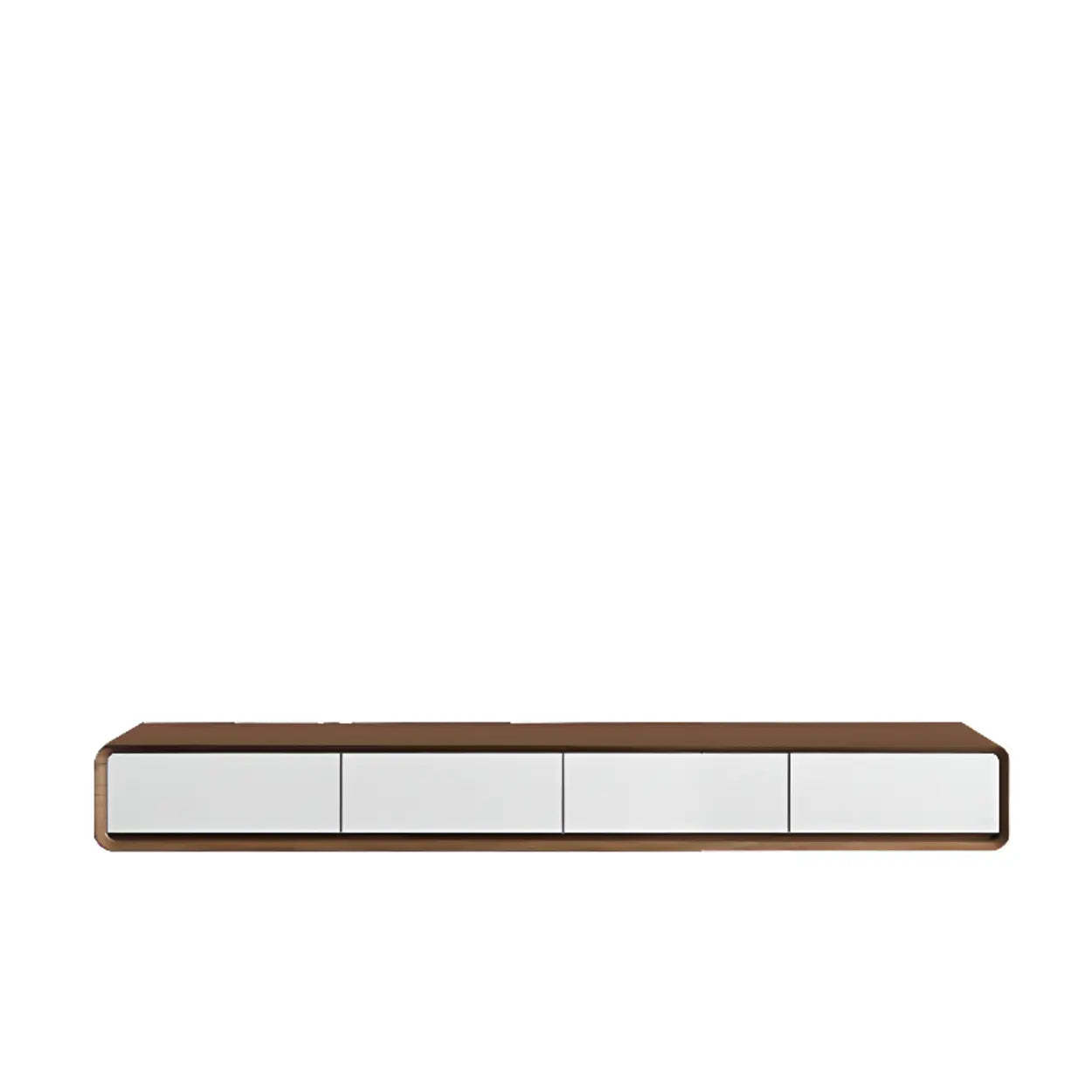 Walnut-Black Floating Mount TV Stand with Drawers — Black/ Gray