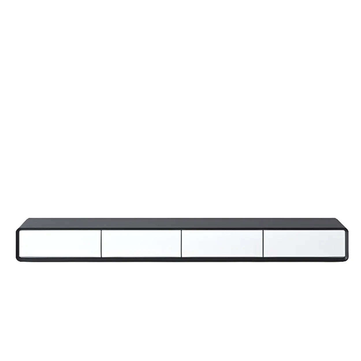 Walnut-Black Floating Mount TV Stand with Drawers — Walnut/ White