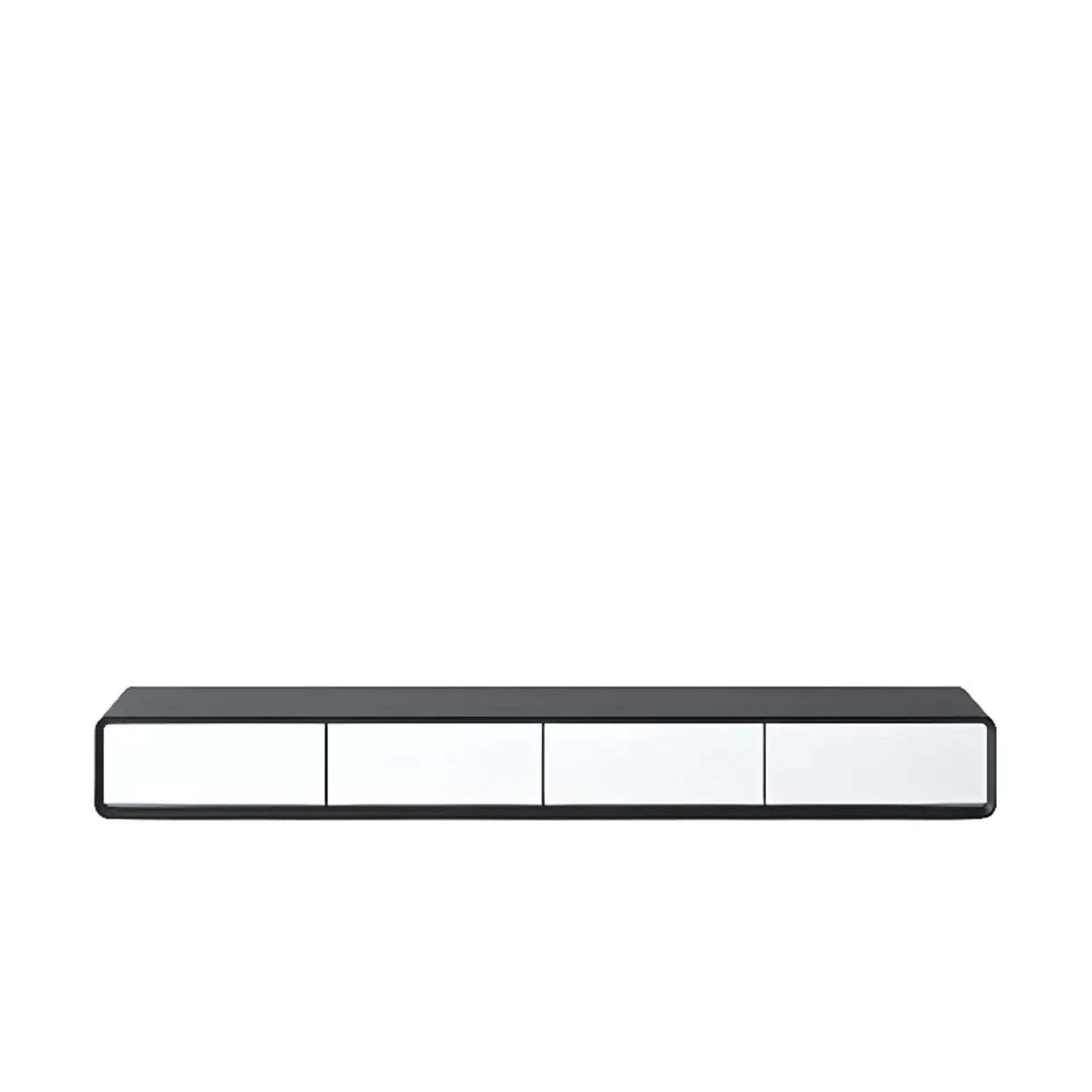Walnut-Black Floating Mount TV Stand with Drawers — Black-White